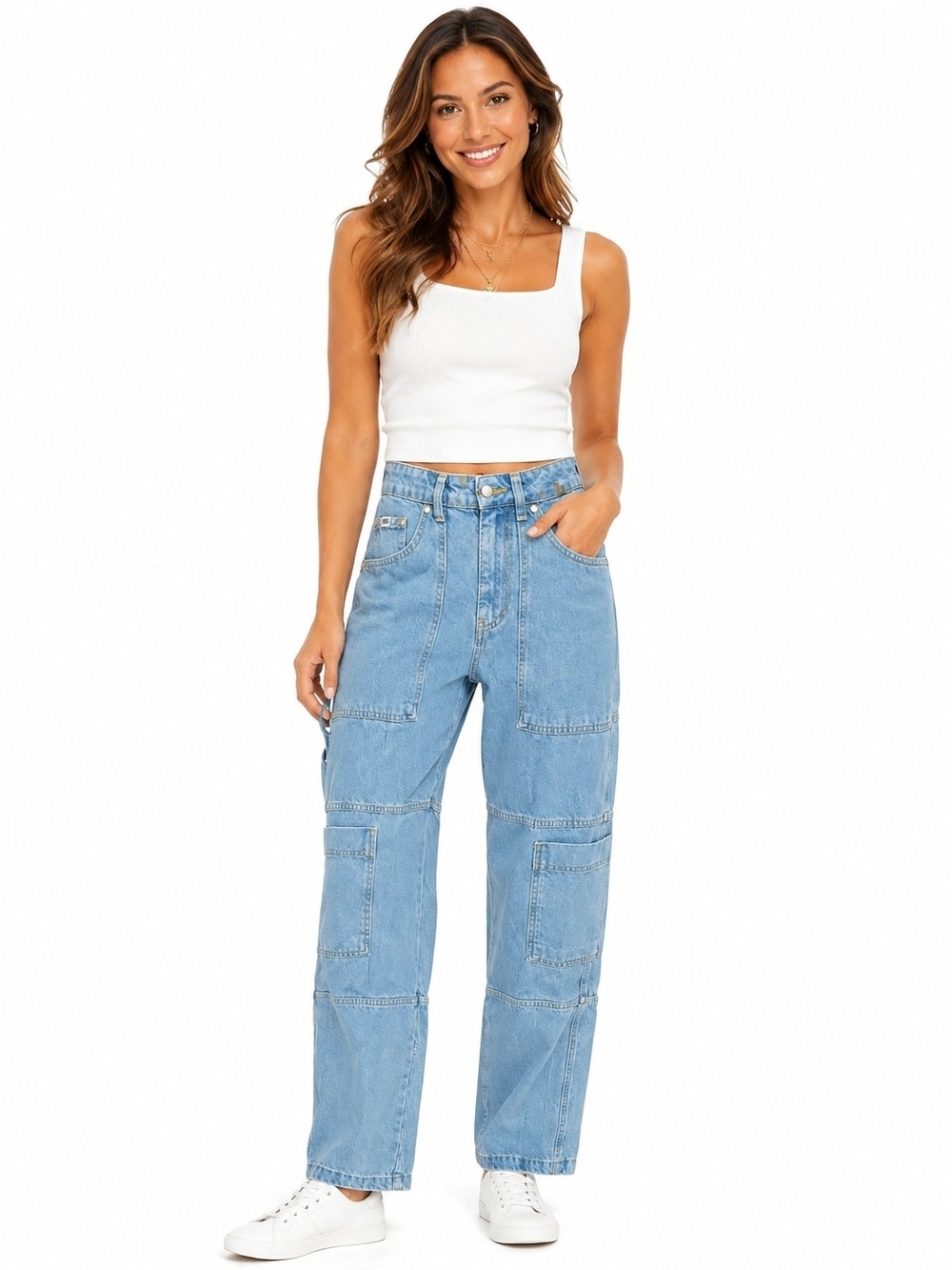 Ragged Light Blue High-Rise Wide Leg Patchwork Jeans Sz 26